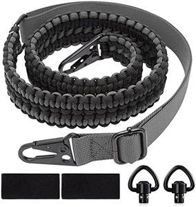 VVAAGG 2 Point QD Rifle Sling Adjustable 550 Paracord Gun Sling with Metal Hook and QD Sling Swivels for Hunting (Black&Gray)