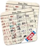 Vintage Library Due Date Card Coaster Set - Retro Drink Accessories - Set of 2