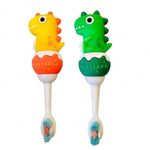 FunBlast Kids Toothbrush Animal Design Soft Tooth Brush, Extra Microfiber Soft Bristles Toothbrush For 3-6 Years Old Children, Manual Toothbrush For Kids, Pack Of 2, Random Colour & Design, Multicolor