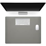 kwmobile Desk Pad 40 x 30 cm - Double Sided Synthetic Leather and PU Suede Office Mat for Desks Laptops - Grey