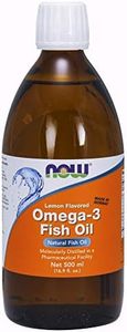 NOW Supplements, Omega-3 Fish Oil Liquid, Molecularly Distilled, Lemon Flavored, 16.9-Ounce