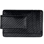 HOPSOOKEN Money Clip RFID Front Pocket Wallet Men Leather Slim Minimalist Wallet, Black (Carbon Fiber Leather), Small