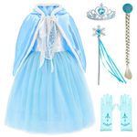 Princess Costumes Fancy Party Birthday,Christmas Dress Up for Little Girls with Accessories 6-7 Years