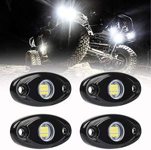 PSEQT 4 Pods RZR UTV LED Rock Lights White Underglow Light Waterproof for Car Truck ATV SUV Jeep Offroad Boat Underbody Glow Trail Rig Lamp