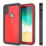 iPhone 8 Waterproof Case, Punkcase [StudStar Series] [Slim Fit] [IP68 Certified] [Shockproof] [Dirtproof] [Snowproof] Armor Cover for Apple iPhone 8 [Red]