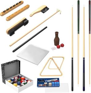 GSE Games & Sports Expert Billiard Table Accessory Kit with Billiards Pool Balls Set, 4 Cue Sticks and Bridge, Ball Racks, Cue Rack, Stick Repair, 2 Brushes, Table Cover, Chalk Holders, Tally Bottle