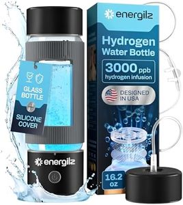 ENERGILZ Hydrogen Water Bottle | Large 16.2 oz (480 ml) Hydrogen Water Bottle Generator 3000ppb | Hydrogenator Machine | SPE/PEM Hydrogenated Ionizer Generator (Black w/Gray)