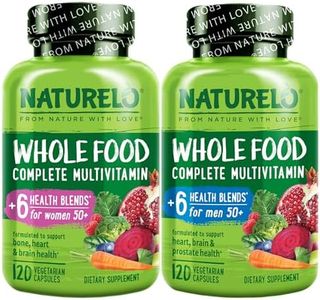 NATURELO Whole Food Multivitamin for Women 50+ (Iron Free) - 120 Vegan Capsules and Whole Food Multivitamin for Men 50+ - 120 Capsules Bundle
