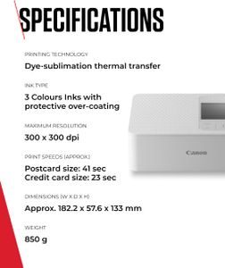 Canon SELPHY CP1500 Photo Printer – Compact Wireless, White