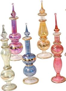 CraftsOfEgypt Genie Blown Glass Miniature Perfume Bottles for Perfumes & Essential Oils Set of 5 Decorative Vials Each 4 High (12cm) Assorted Colors