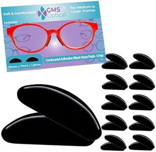 GMS Optical® 1.8mm Anti-Slip Adhesive Contoured Soft Silicone Eyeglass Nose Pads with Super Sticky Backing - 5 Pair (Black - 2 Pack)