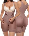 SHAPELLX Shapewear for Women Faja Body Shaper Tummy Control Butt Lifter Full Shaping Bodysuit with Zipper (Mauve Brown Large)