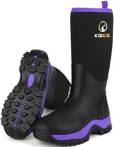 Kalkal Rubber Boots for Women, Insulated Waterproof Womens Hunting Boots, 6mm Neoprene Camo Hunting Boot Tall Rain Boots for Women Mud Working Gardening Farming
