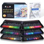 H & B 180 Colours Colouring Pencils,Soft Oil Base Core Coloured Pencils With Colouring Book, Art Sets for Adults,Artists,Beginners Art Supplies In Metal Box