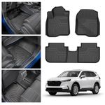 FIILINES for Honda CRV Floor Mats 2023 2024 2025 (Include Hybrid/Non-Hybrid), All Weather TPE Floor Liners for Honda CRV CR-V, Waterproof Durable CRV Floor Mats, Including 1st & 2nd Row Set, Black