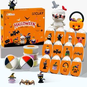 ARTPAR Halloween Crafts for Kids,Air Dry Clay Crafts Kit,12 Boxes Modeling Magic Soft Clay Art Sculpting Supplies,DIY Molding Clay Kit Hallowmas Pumpkin Party Favors for Boys & Girls Age 3-12