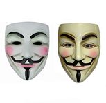 Gmasking PVC V for Anonymous Guy Fawkes Halloween Party Mask 2 Pieces (Yellow,White)