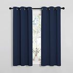 NICETOWN Navy Blue Short Curtains - Blackout Curtain 2 Panels, Basement Small Window Curtains Grommet Top Thermal Insulated Curtains Valance, 34 x 54 Inch