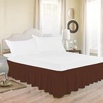 MeckHome Culture Wrap Around Dust Ruffled Bed Skirt 15" Inch Tailored Drop Fade Resistant Brushed Microfiber Bed Skirt - Single Bed | Chocolate Brown