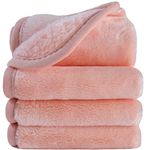 Polyte Premium Hypoallergenic Chemical Free Microfibre Fleece Makeup Remover and Facial Cleansing Cloth (20x20 cm, 4 Light Coral Cloths)