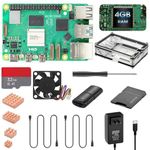 Vemico Raspberry Pi 5 4GB Starter Kit with 32GB Card, 4 Heat Sinks, 2 HD Out Cables, 5V 5A USB-C Charger, Transparent Case Cooling Fan Reading Card Device Screwdriver