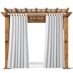 JEMIDI Weatherproof Outdoor Curtains with Eyelets - Weather-Resistant and Waterproof Gazebo Curtain - Garden or Balcony Curtains - Outdoor Patio Curtain - White