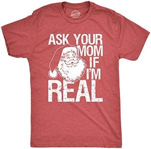 Mens Ask Your Mom If I'm Real Tshirt Funny Santa Claus Christmas Tee Mens Funny T Shirts Christmas T Shirt for Men Funny Adult Humor T Shirt Novelty Tees Red - Ask L
