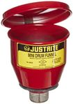 Justrite 08202 Steel Small Safety Drum Funnel with Manual Close Cover, 1 qt Capacity, 4-1/2" Diameter x 4-1/2" Height, for 5 Gallon Steel Pails with 2" NPT