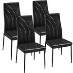 Yaheetech Set of 4 Dining Chairs Modern Dining Room Chairs Faux Leather Kitchen Chairs with Petal Accented Back and Sturdy Metal Legs for Dining Room, Kitchen, Black