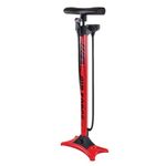 Serfas Handheld TIER3 Red Floor Bike Pump (Presta/Schrader), 28 1/2 Pump Height, 2.5 Analog Pressure Gauge, Premium Rubber Overmolded Ergonomic Handle, Larger Stable Pump Base