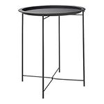 Trendi® Round/Metal Folding/Side Table Tray Top Light/Portable/Coffee/Night Stand (Black)