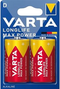 VARTA 4720101402AU Max Tech Alkaline Batteries D 2 Pack Premium standard alkaline High performance Made in Germany