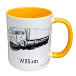 Personalised Lorry Mug Gift - Present for Lorry Lovers - Gifts for Truck Drivers - Personalised Vehicle Mug - Country Style Mug (Yellow)