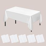 GJIE Table Cloths 10Pcs Party Table Covers, 137x274cm Plastic Rectangular Tablecloths for Picnic, Halloween, Christmas, Baby Shower, Graduation, Wedding, Birthday Party (White)