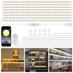 Tunable White LED Strip Lights, 8pcs X 0.5m Dimmable 2700K-6500K LED Light Strip with Remote & App Control, Flexible USB Under Cabinet Lights Kit For Kitchen Desk Mirror Shelf Daylight Warm White 4m