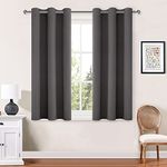 Hiasan Dark Grey Blackout Curtains 2 Panels for Bedroom, Thermal Insulated Sun Blocking Grommet Room Darkening Window Curtains, 42 x 45 Inches Length