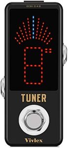 Vivlex Chromatic Tuner Pedal HD LED Display Mini Tuning Pedal for Guitar and Bass High Precision Full Metal Shell with True Bypass