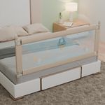 BAYBEE Bed Rail Guard for Baby Safety | Bed Side Protector for Baby with 7 Level Height Adjustable & Portable Bed Railing for Babies Safety Guard for Kids (5Ft, 1 Side, Beige)