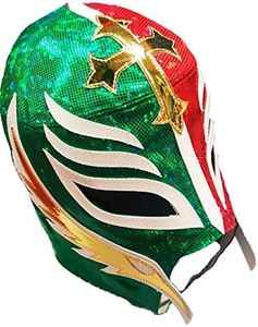 Generic REY MYSTERIO SEMI-PRO WRESTLING MASK, Green, Red, ONE FITS ALL