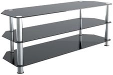 AVF SDC1250-A TV Stand for up to 60-inch TVs, Black Glass, Chrome Legs