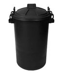 JMS we create smile BLACK 80 Litre 80L Extra Large Plastic Bin Heavy Duty Dustbin Storage Unit with Locking Lid for Home Garden Rubbish Waste Animal Feed (1)