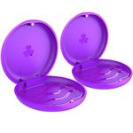 ARGOMAX-2 PCS Retainer Case Thin and Light Aligner Case, Magnetic Closure Retainer Case, Easy To Carry Retainer Holder Case, Purple + Purple.