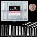 UNA GELLA XXL Coffin Fake Nails Tips 120PCS Extra Long Coffin Clear Nail Tips Half Cover No C Curve Coffin Gel False Nails Extensions for Professional Salon-Level Art Enjoy 12 Sizes