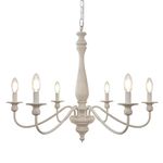 WBinDX 6 Lights Distressed White Farmhouse Chandelier, Rustic Wood French Country Dining Room Light Fixtures Antique Candle Pendant Lighting Hanging for Kitchen Island Living Room Bedroom Entryway