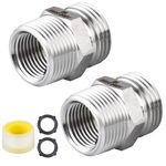 [2 Pack] Stainless Steel Garden Hose Adapter Male 3/4”GHT × Male 3/4”NPT With Female 1/2" NPT, Double Male Adapter Garden Hose to Pipe Fittings Connect