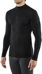 FALKE Men's Wool Tech. Zipped Longsleeved Base Layer Top, Thermal Breathable Quick Dry, Black (Black 3000), L, 1 Piece