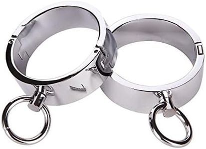 ChaodiaNYG Hardcore Metal Cuffs - Lockable Punk Wristband, Simple Handcuffs with O Ring, A Pair, 3.35 inch - 8.5 cm, Alloy Steel, no gemstone