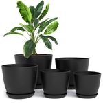 Utopia Home Plastic Planters - Flower Nursery Pots Indoor Modern Decorative Plastic Pots for Plants, Succulents, Flowers, and Cactus (5 Pack, Multisize, Black)