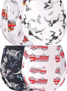 BliBliTaTa Boys Training Underwear Pants 4-Pack Toilet Potty Underpants Cotton Absorbent Padded Reusable Leak Resistant Feel Wet For Toddler Baby 6 Dinosaur Fire Engine