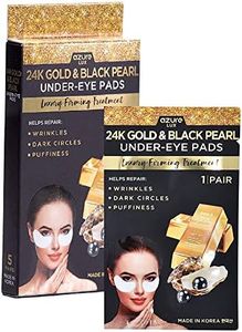 AZURE 24K Gold & Black Pearl Luxury Firming Under Eye Pads - Moisturizing & Restoring Eye Mask Patches - Reduces Fine Lines, Wrinkles, Dark Circles & Puffiness - Skin Care Made in Korea - 5 Pairs